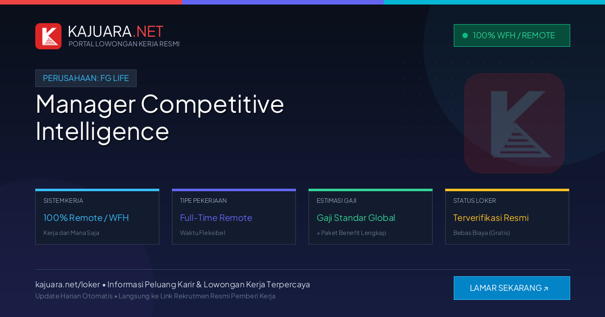 Lowongan Kerja Remote: Manager Competitive Intelligence di Fg Life