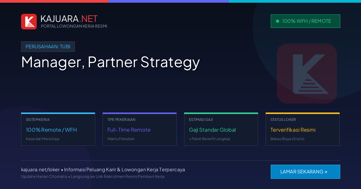 Lowongan Kerja Remote: Manager, Partner Strategy di Tubi