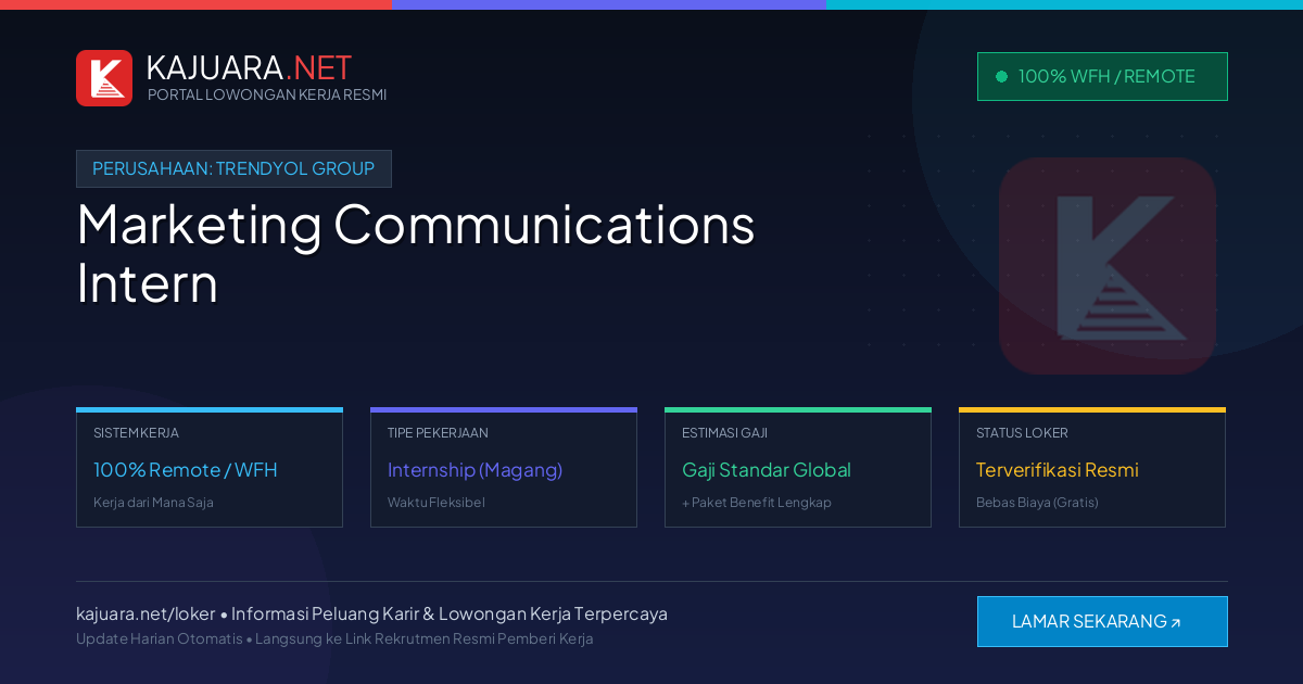 Lowongan Kerja Remote: Marketing Communications Intern di Trendyol Group