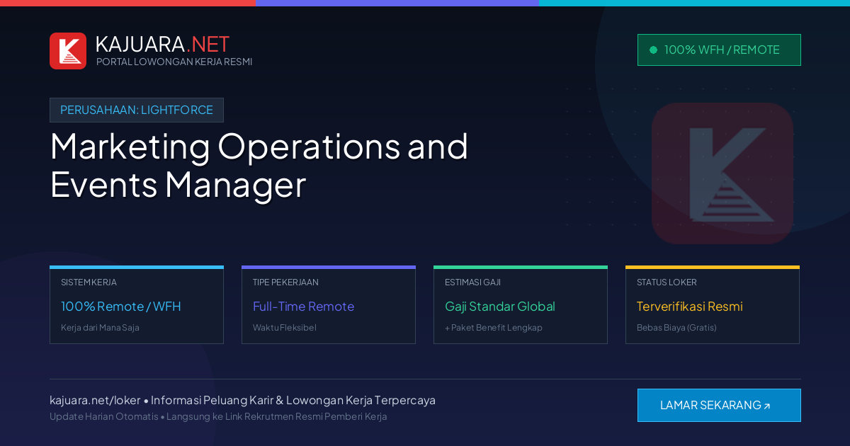 Lowongan Kerja Remote: Marketing Operations and Events Manager di LightForce