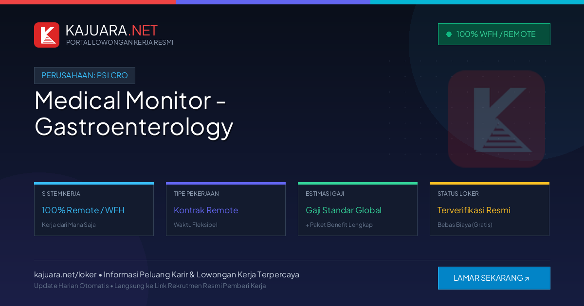 Lowongan Kerja Remote: Medical Monitor - Gastroenterology di PSI CRO