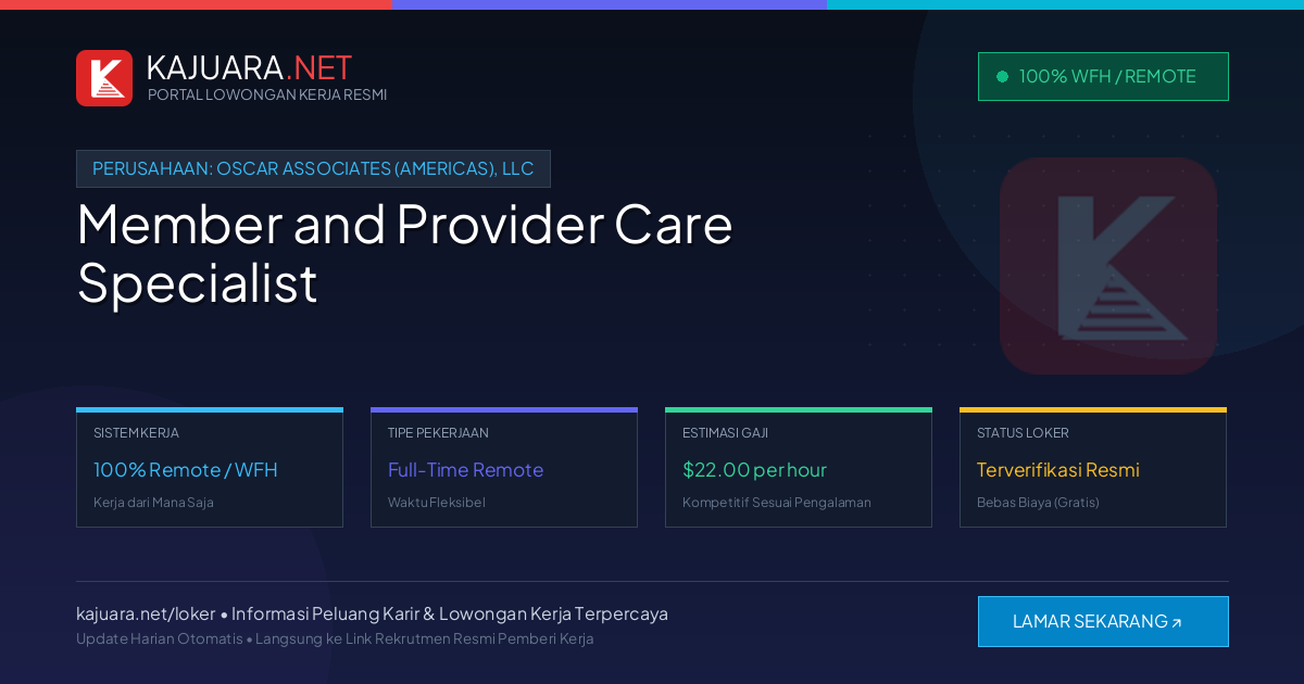 Lowongan Kerja Remote: Member and Provider Care Specialist di OSCAR ASSOCIATES (AMERICAS), LLC
