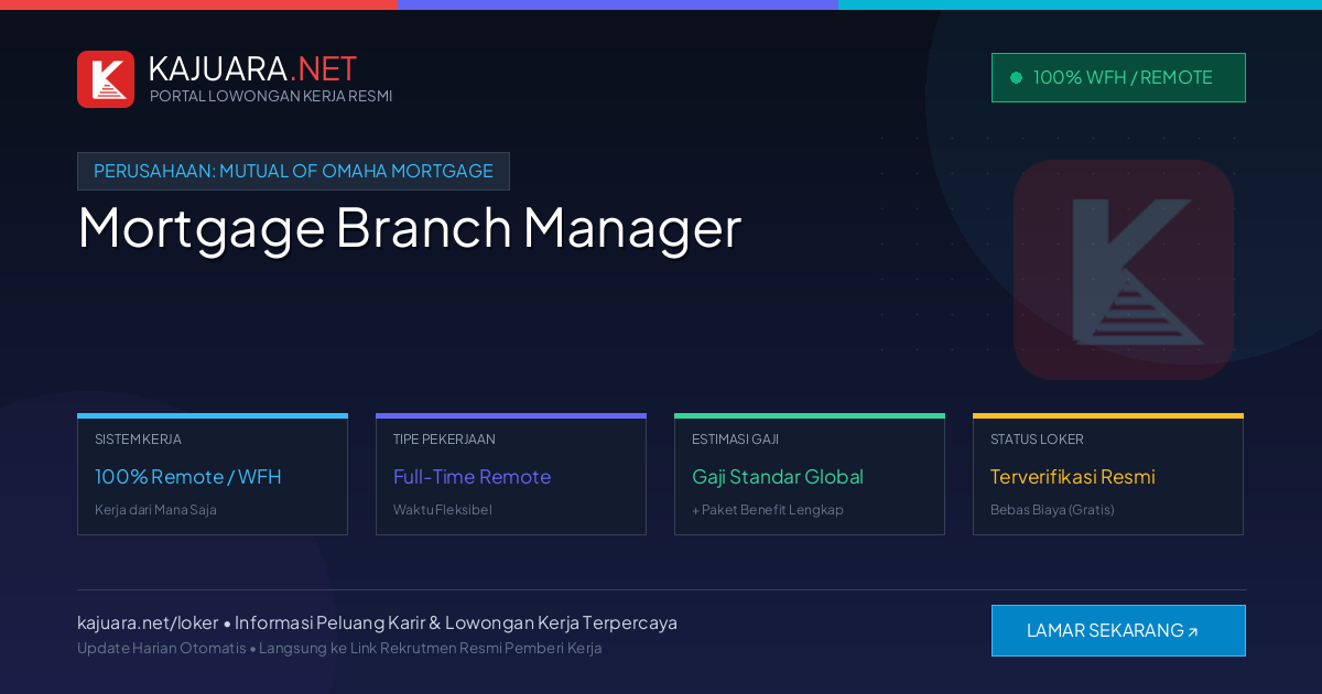 Lowongan Kerja Remote: Mortgage Branch Manager di Mutual of Omaha Mortgage