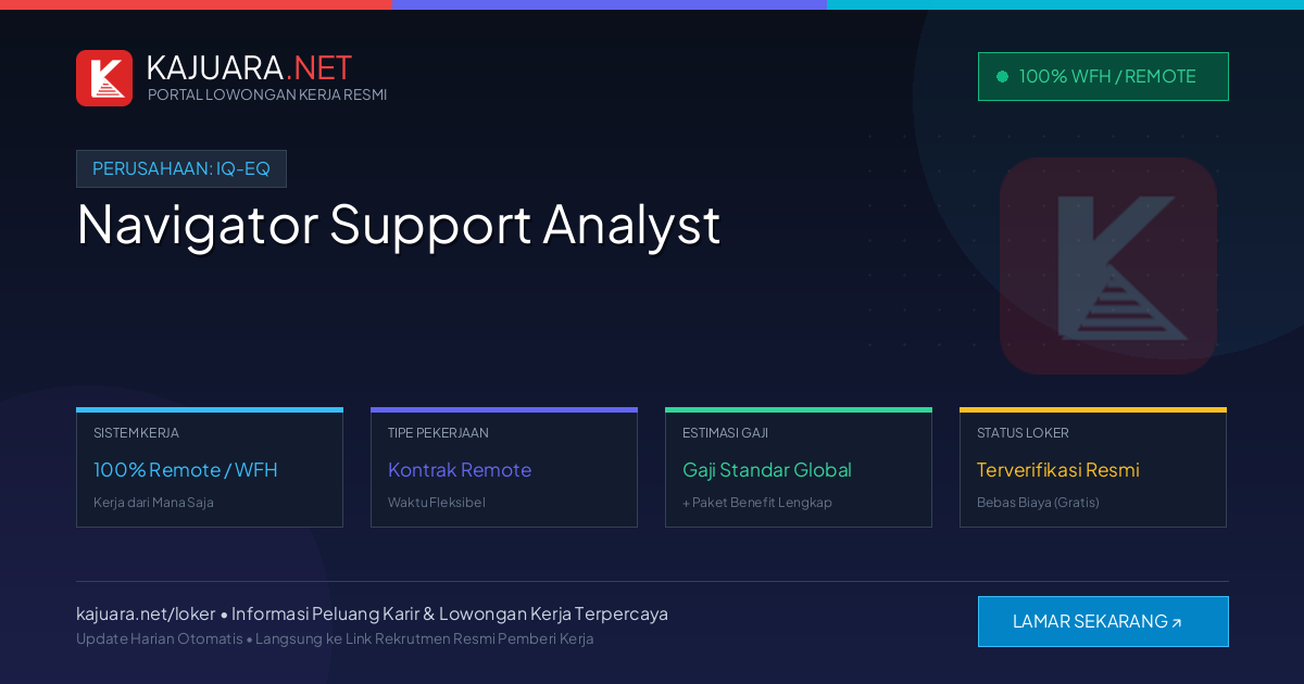 Lowongan Kerja Remote: Navigator Support Analyst di IQ-EQ