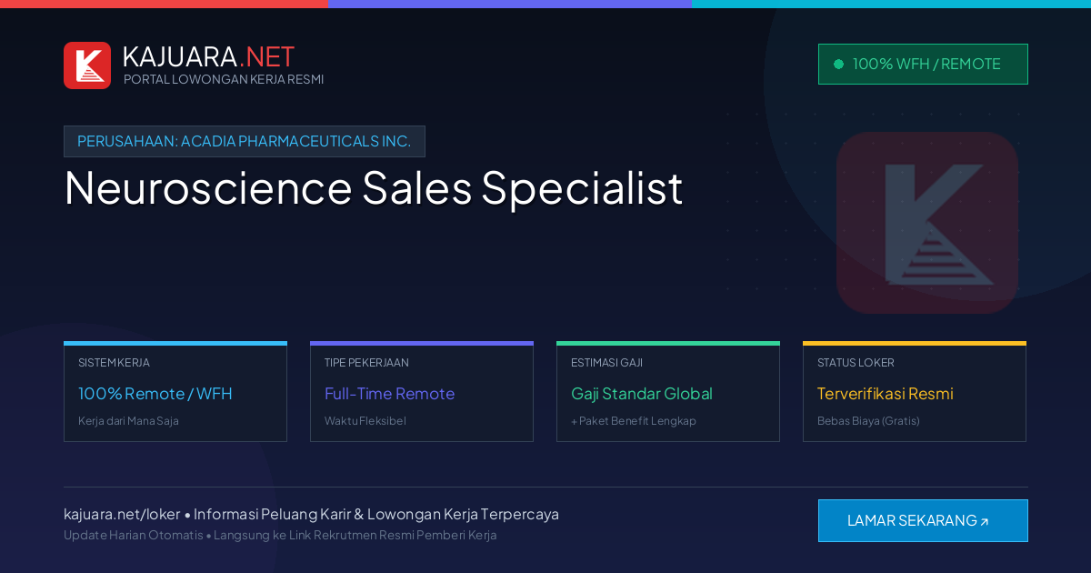 Lowongan Kerja Remote: Neuroscience Sales Specialist di Acadia Pharmaceuticals Inc.