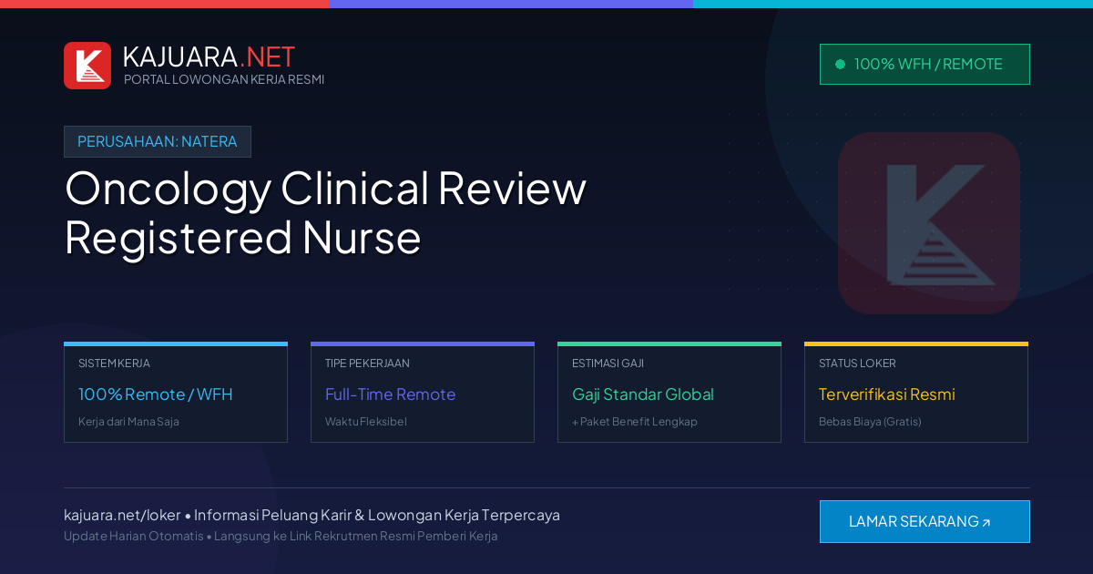 Lowongan Kerja Remote: Oncology Clinical Review Registered Nurse di Natera