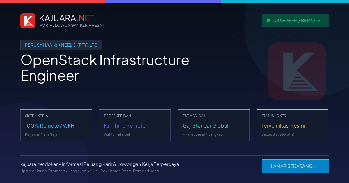 Lowongan Kerja Remote: OpenStack Infrastructure Engineer di xneelo (Pty) Ltd