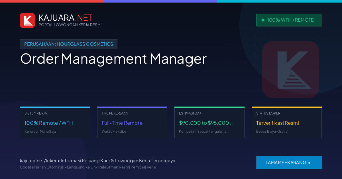 Lowongan Kerja Remote: Order Management Manager di Hourglass Cosmetics