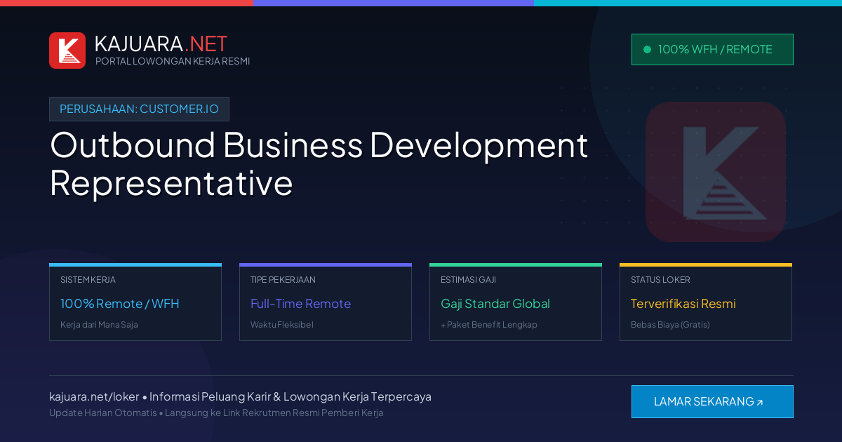Lowongan Kerja Remote: Outbound Business Development Representative di Customer.io