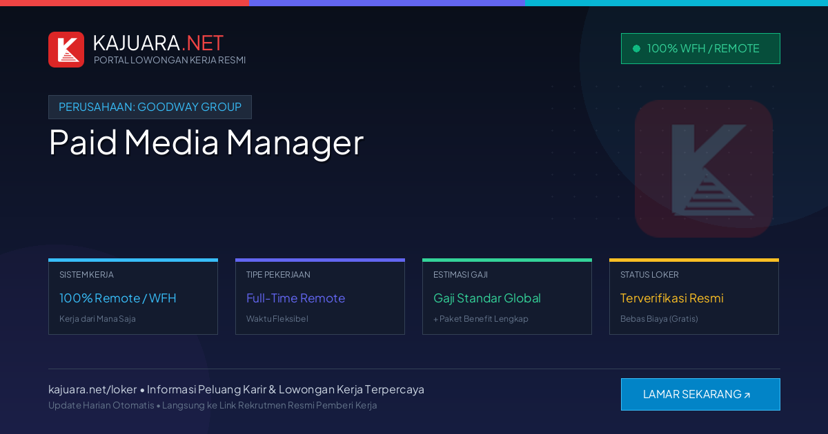 Lowongan Kerja Remote: Paid Media Manager di Goodway Group