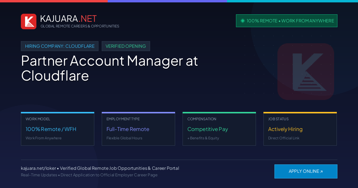 [Remote / WFH] Partner Account Manager at Cloudflare – Immediate Opening