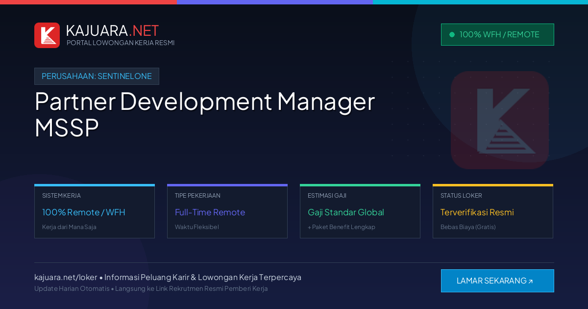 Lowongan Kerja Remote: Partner Development Manager MSSP di SentinelOne
