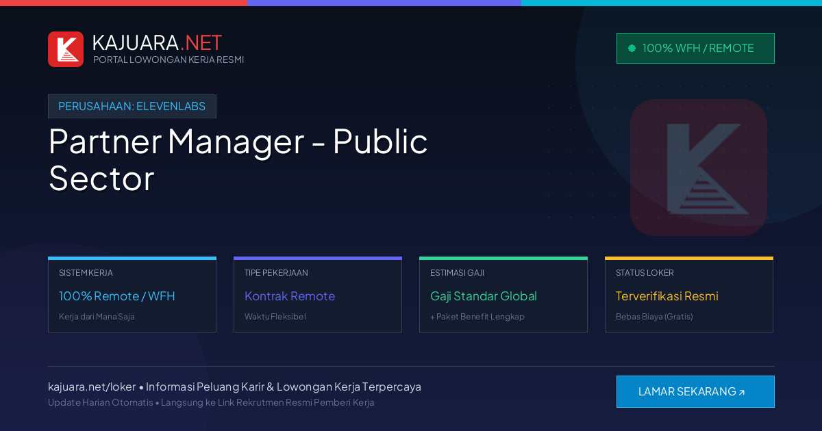 Lowongan Kerja Remote: Partner Manager - Public Sector di ElevenLabs