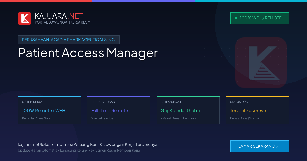 Lowongan Kerja Remote: Patient Access Manager di Acadia Pharmaceuticals Inc.