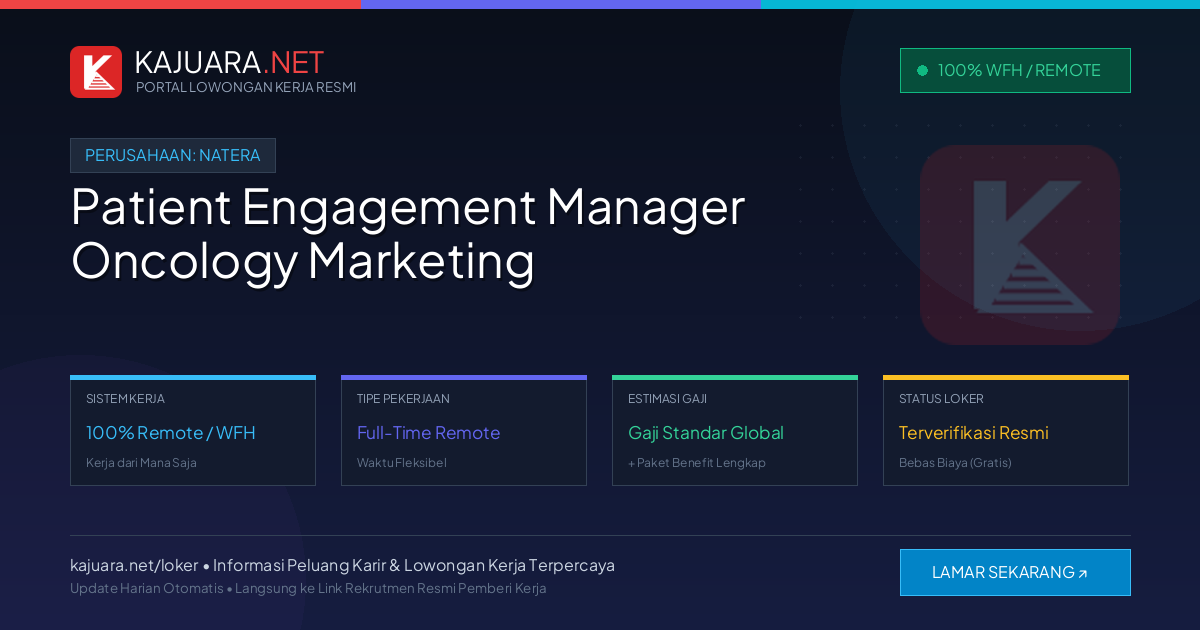 Lowongan Kerja Remote: Patient Engagement Manager Oncology Marketing di Natera