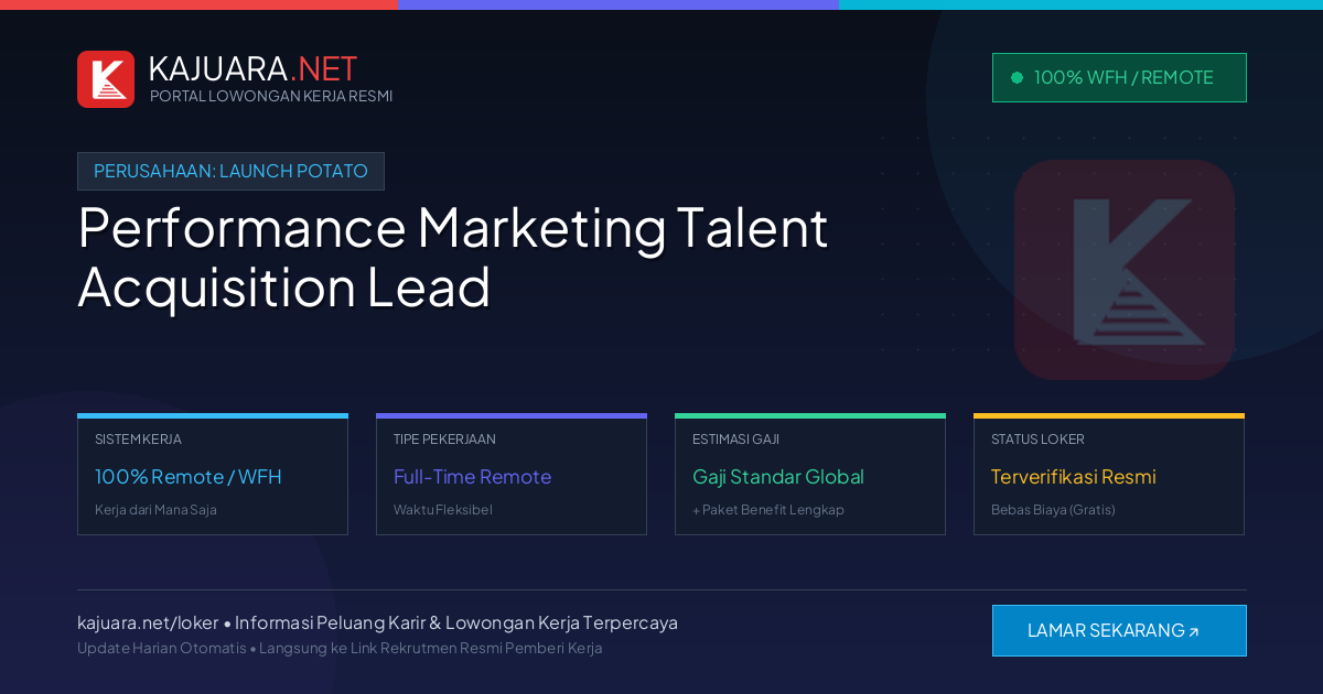 [Work From Home] Performance Marketing Talent Acquisition Lead at Launch Potato – Apply Online