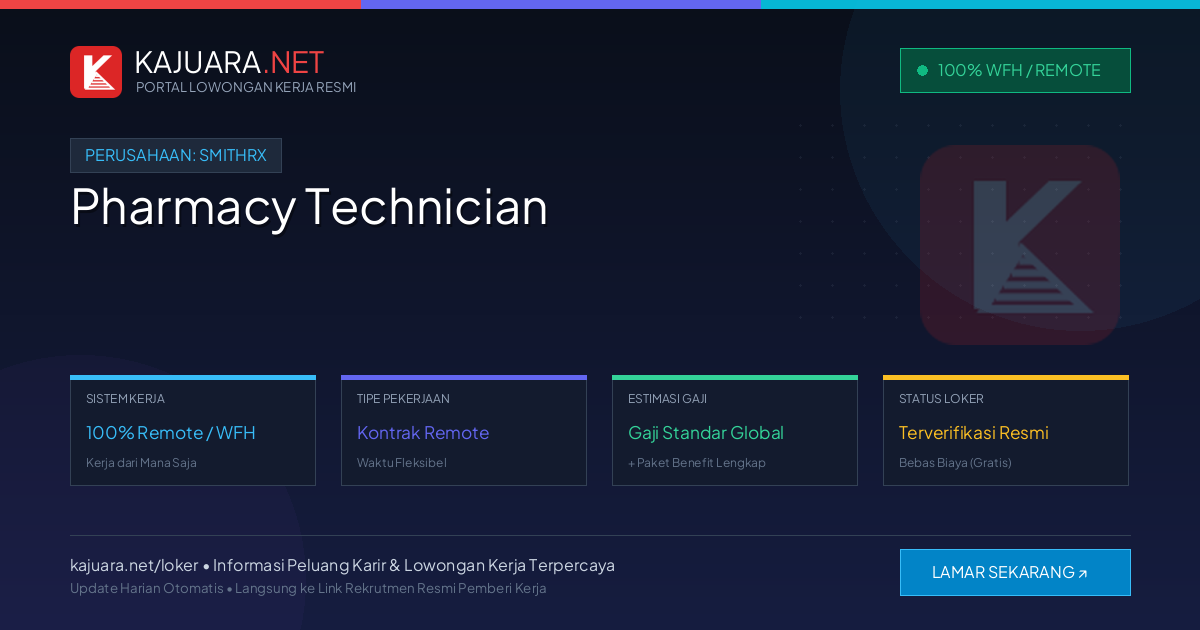 Lowongan Kerja Remote: Pharmacy Technician di SmithRx