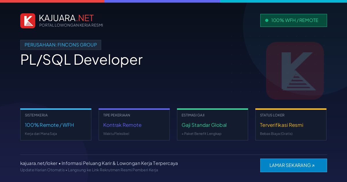 Lowongan Kerja Remote: PL/SQL Developer di Fincons Group