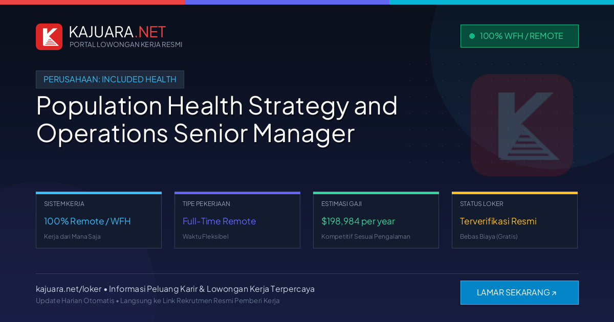 [Work From Home] Population Health Strategy and Operations Senior Manager at Included Health ($198,984 per year)