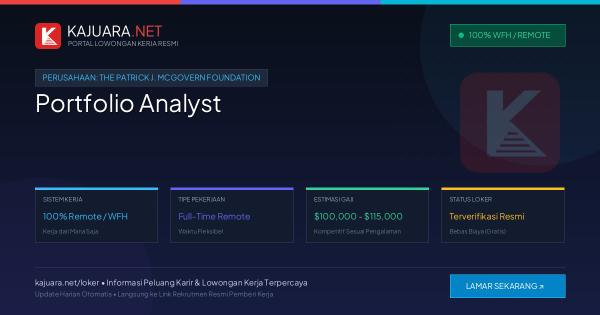 Lowongan Kerja Remote: Portfolio Analyst di The Patrick J. McGovern Foundation