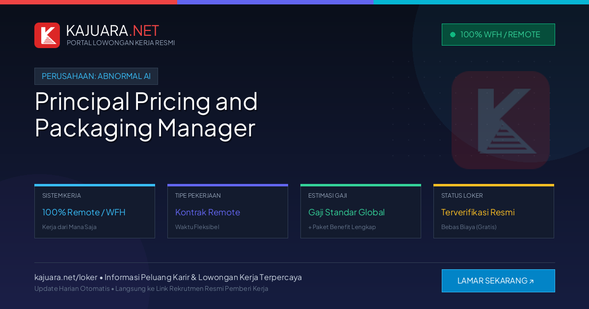 [Work From Home] Principal Pricing and Packaging Manager at Abnormal AI – Apply Online