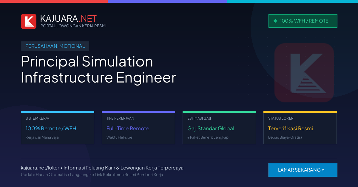 Lowongan Kerja Remote: Principal Simulation Infrastructure Engineer di Motional