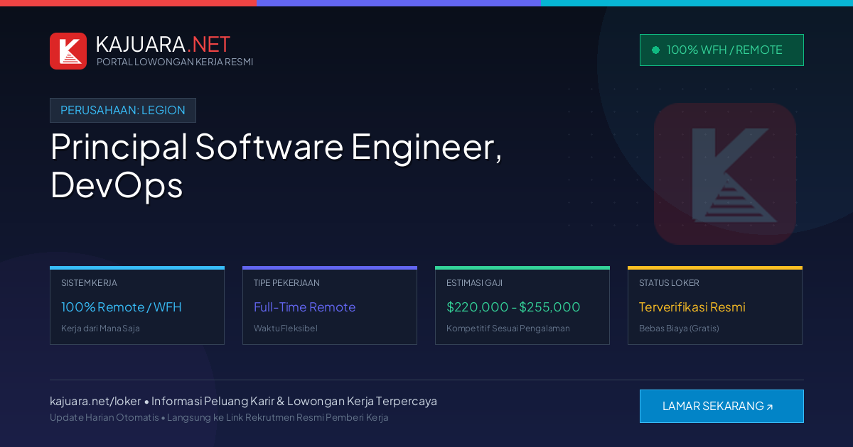 [Work From Home] Principal Software Engineer, DevOps at Legion ($220,000 - $255,000)