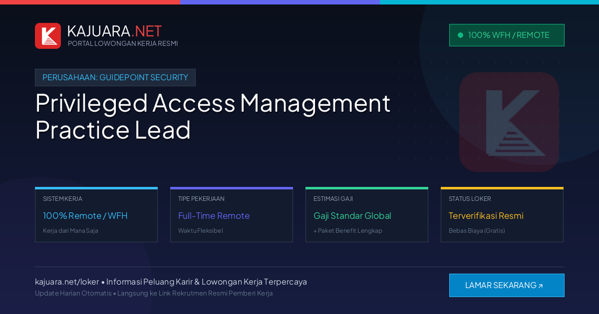 Lowongan Kerja Remote: Privileged Access Management Practice Lead di GuidePoint Security
