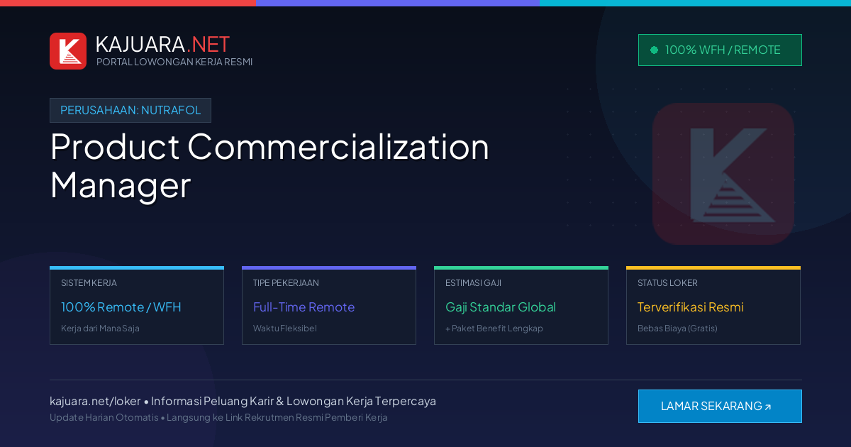 Lowongan Kerja Remote: Product Commercialization Manager di Nutrafol