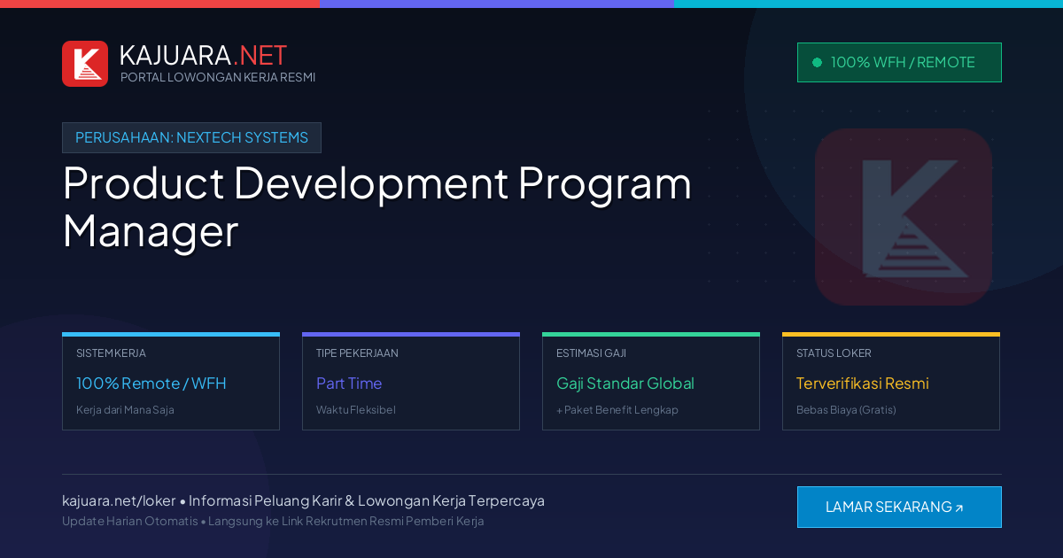 Lowongan Kerja Remote: Product Development Program Manager di Nextech Systems