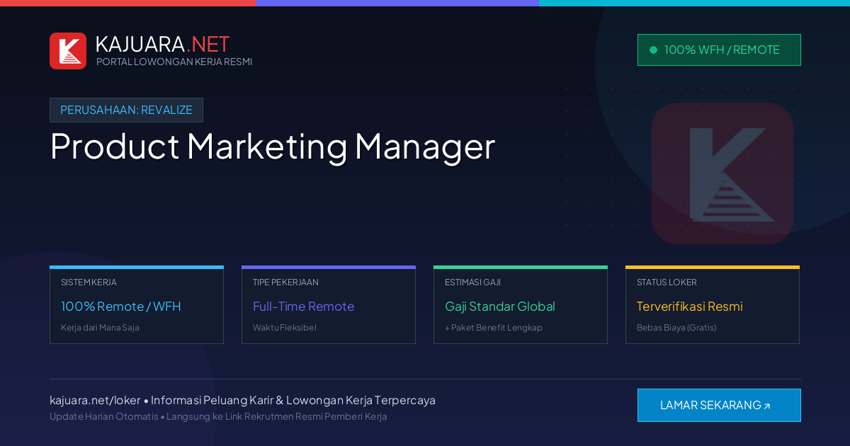 Lowongan Kerja Remote: Product Marketing Manager di Revalize