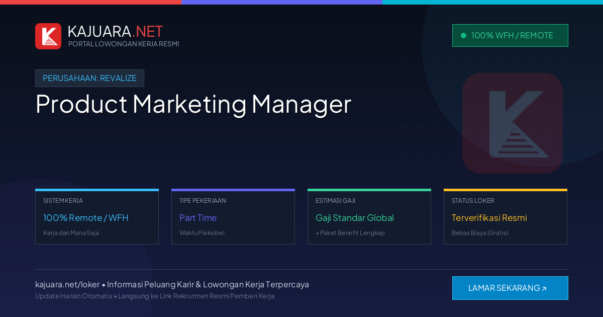 Lowongan Kerja Remote: Product Marketing Manager di Revalize