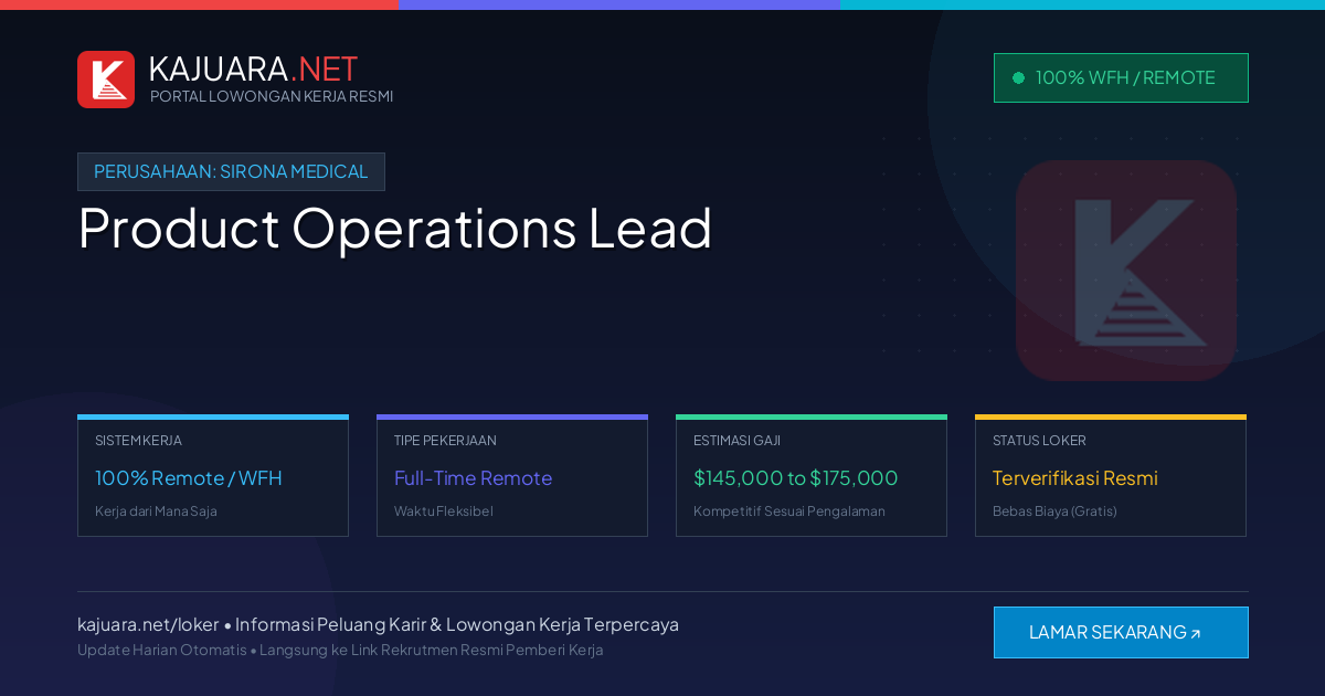 Lowongan Kerja Remote: Product Operations Lead di Sirona Medical