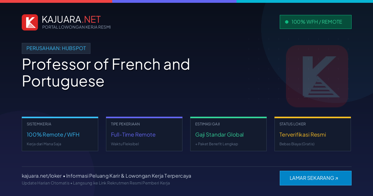 Lowongan Kerja Remote: Professor of French and Portuguese di HubSpot