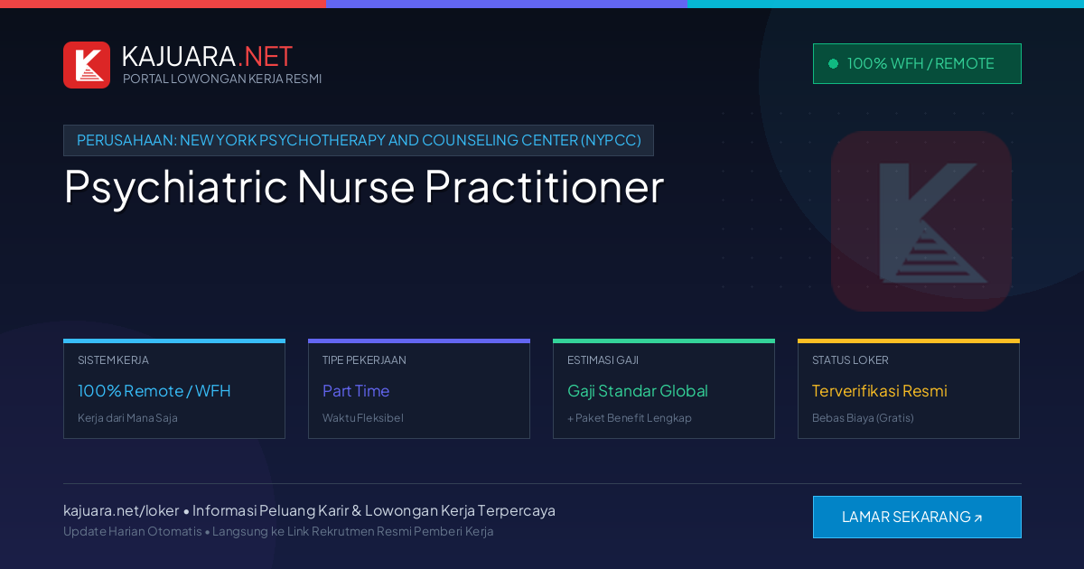 [Remote / WFH] Psychiatric Nurse Practitioner at New York Psychotherapy and Counseling Center (NYPCC) – Immediate Opening
