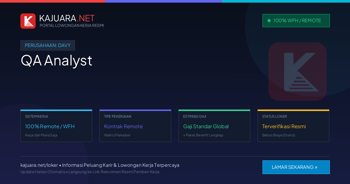 Lowongan Kerja Remote: QA Analyst di Davy