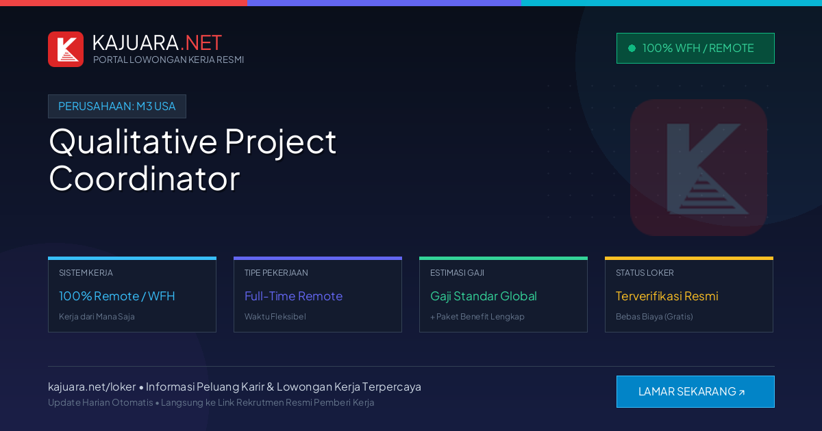 Lowongan Kerja Remote: Qualitative Project Coordinator di M3 USA