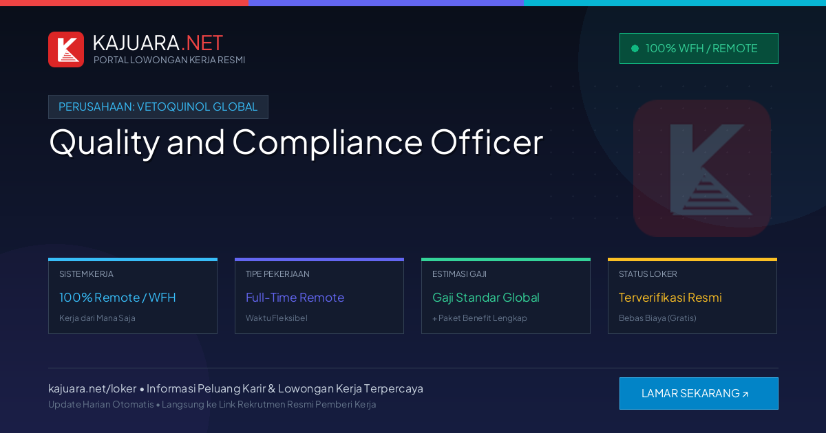 Lowongan Kerja Remote: Quality and Compliance Officer di Vetoquinol Global