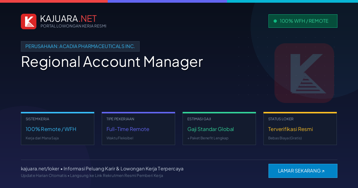 Lowongan Kerja Remote: Regional Account Manager di Acadia Pharmaceuticals Inc.