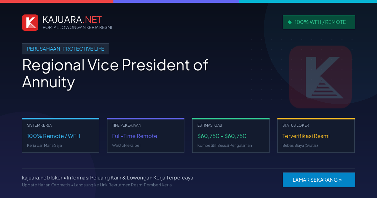 Lowongan Kerja Remote: Regional Vice President of Annuity di Protective Life