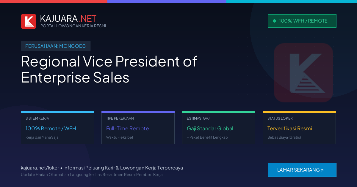 Lowongan Kerja Remote: Regional Vice President of Enterprise Sales di MongoDB