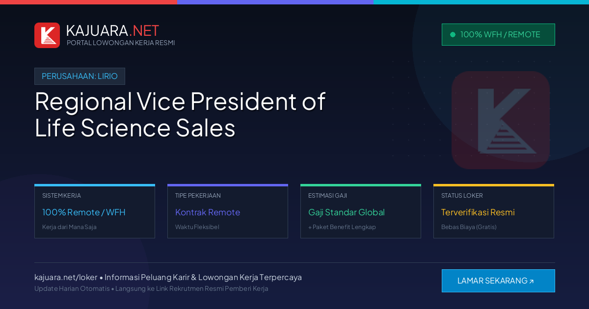 Lowongan Kerja Remote: Regional Vice President of Life Science Sales di Lirio