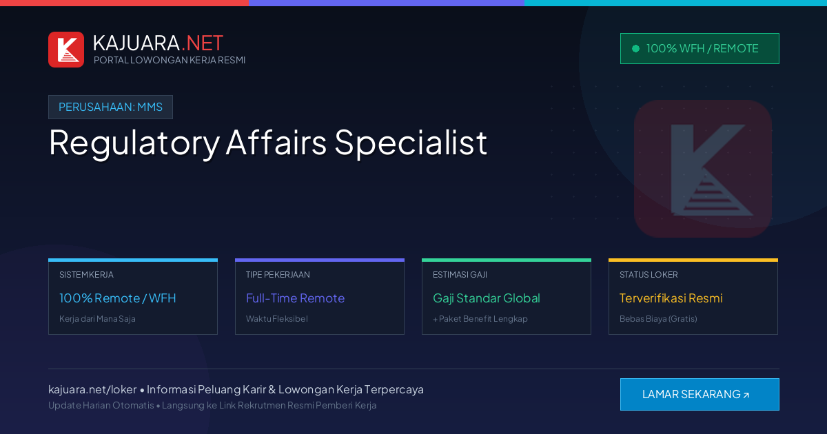 Lowongan Kerja Remote: Regulatory Affairs Specialist di MMS