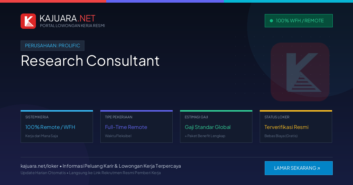 Lowongan Kerja Remote: Research Consultant di Prolific