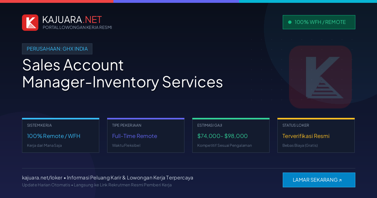[Work From Home] Sales Account Manager-Inventory Services at GHX India ($74,000- $98,000)