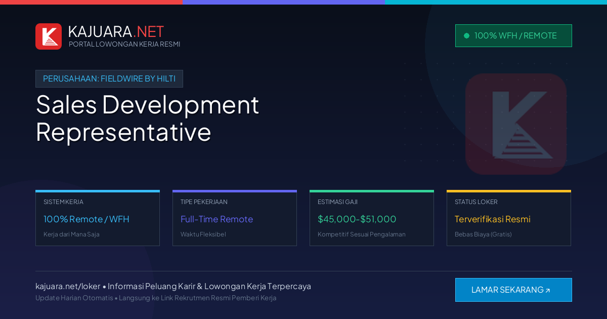 Lowongan Kerja Remote: Sales Development Representative di Fieldwire by Hilti