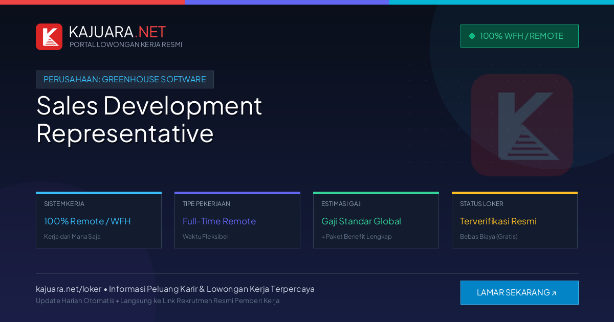 Lowongan Kerja Remote: Sales Development Representative di Greenhouse Software
