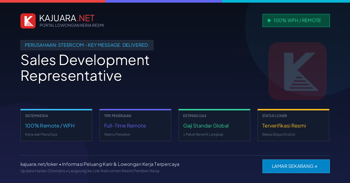 Lowongan Kerja Remote: Sales Development Representative di steercom - Key Message. Delivered.