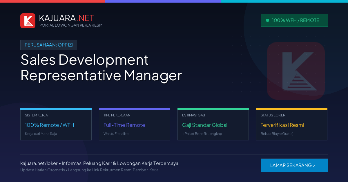 [Remote / WFH] Sales Development Representative Manager at Oppizi – Immediate Opening