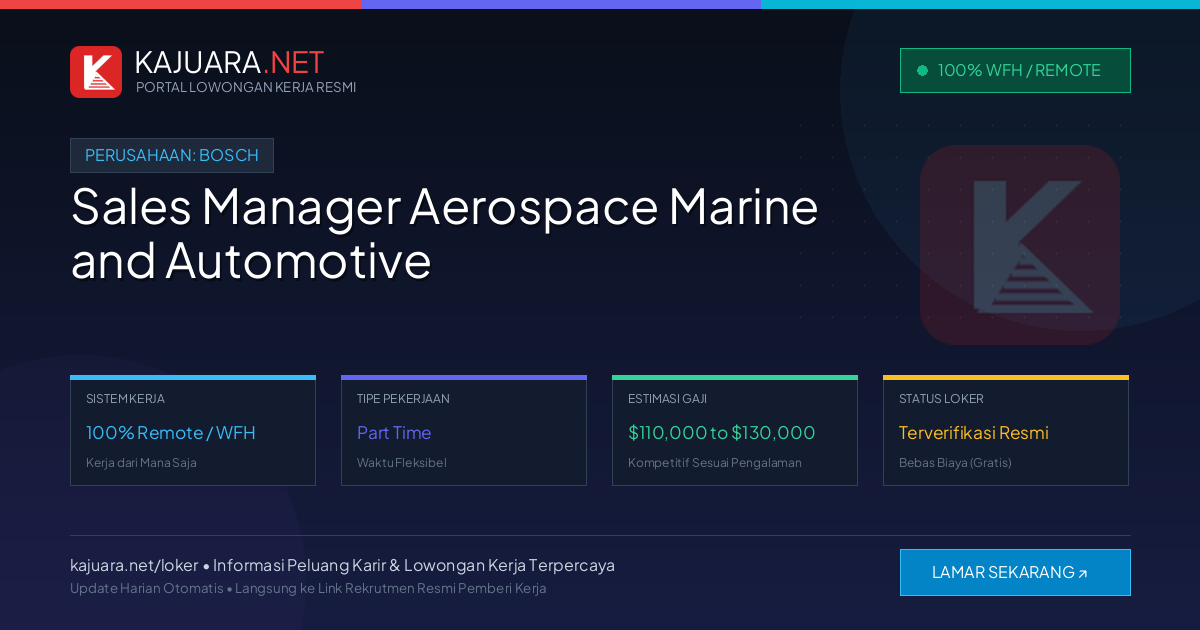Lowongan Kerja Remote: Sales Manager Aerospace Marine and Automotive di Bosch